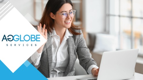 Businesswoman in a video conference using a laptop