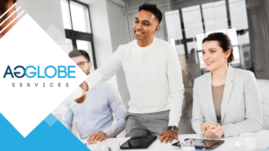 A picture of RPO recruiters gladly talking with an applicant